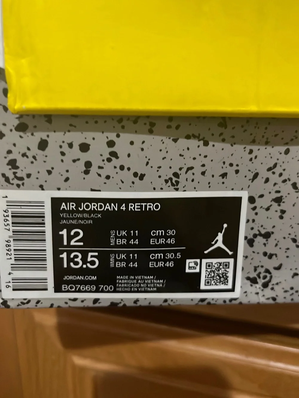 Yellow & gray Jordan Retro 4s